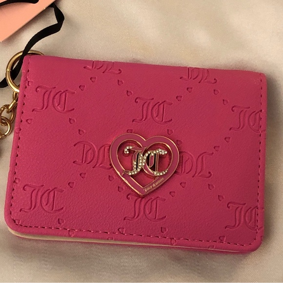 Juicy Couture Juicy Pink Faux Leather Only You And Me Card Case Key Fob NWT - Picture 11 of 16